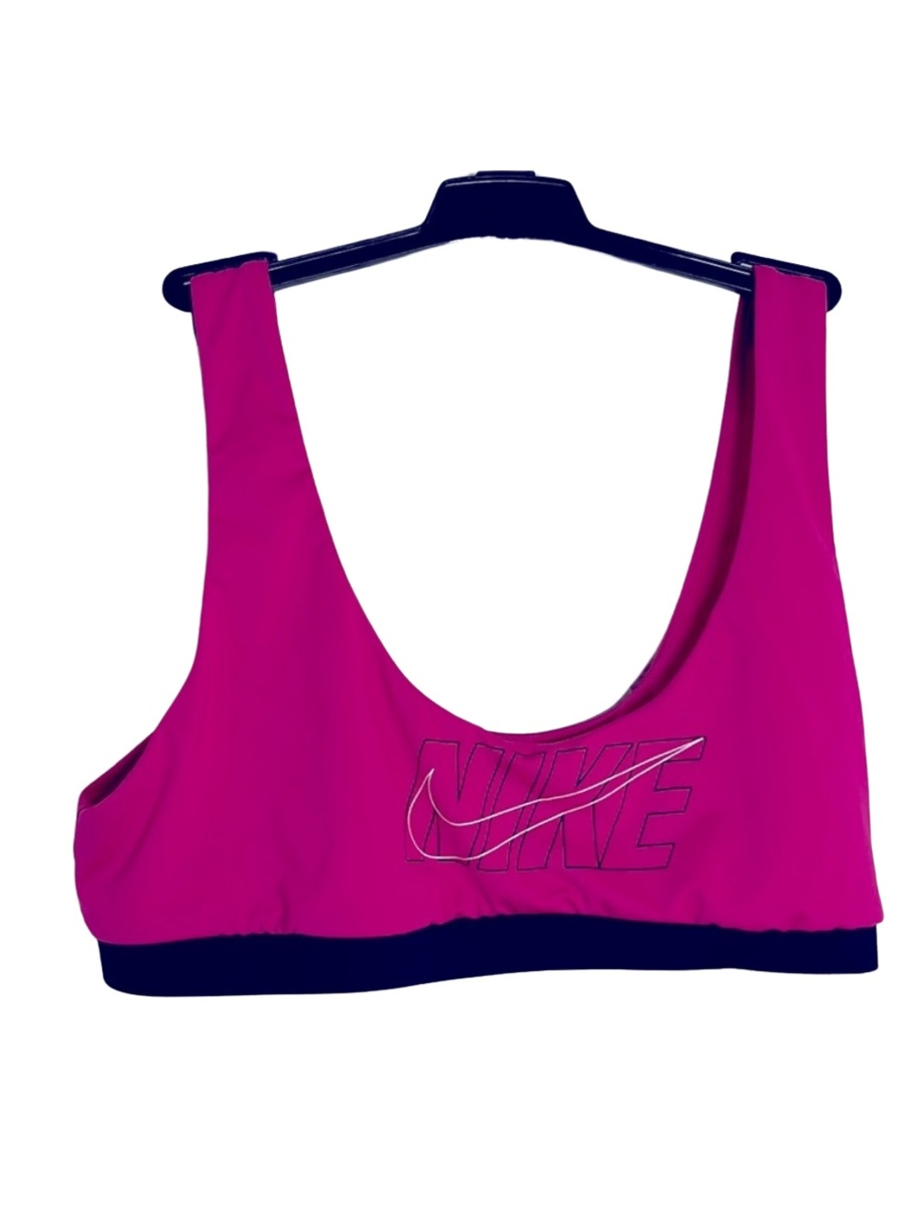 Nike Hot Pink Logo Swim Bikini Top Black Trim NWT